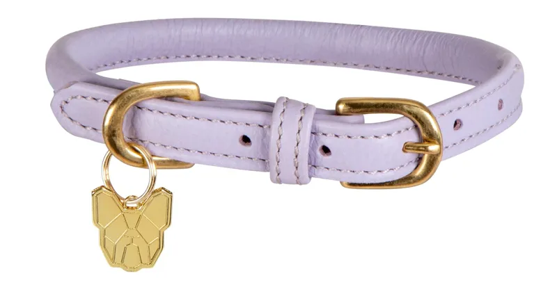Digby and Fox Rolled Leather Dog Collar in Lilac